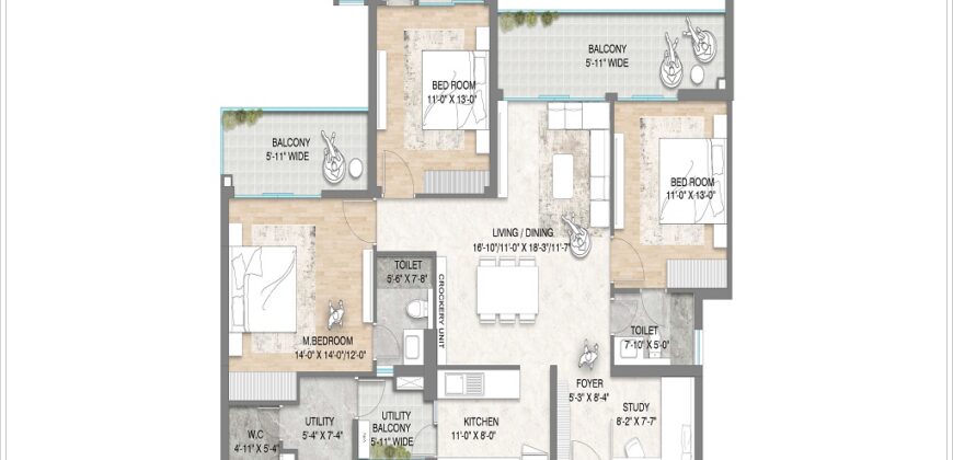 M3M Crown Sector 111 Gurgaon 3BHK/4BHK STUDY SERVANT